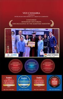 Ved Chhabra being conferred the Honorary Doctorate for Excellence in the Maritime Industry on 23rd July 2022 at Dusit Thani Dubai.